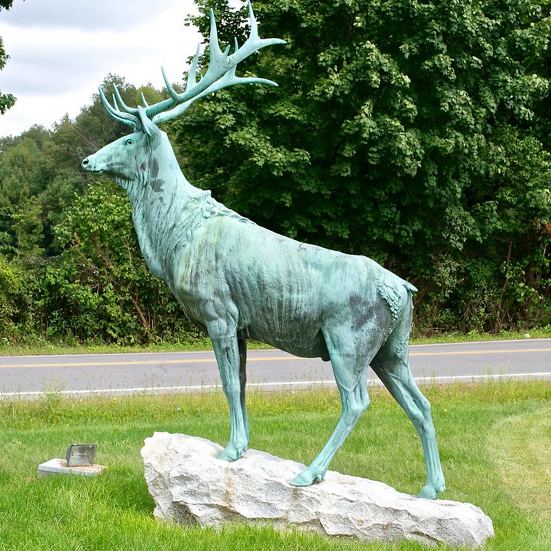 bronze sika deer sculpture