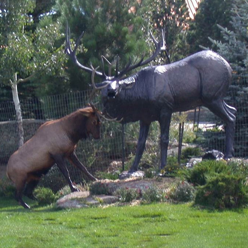 outdoor elk bronze statue