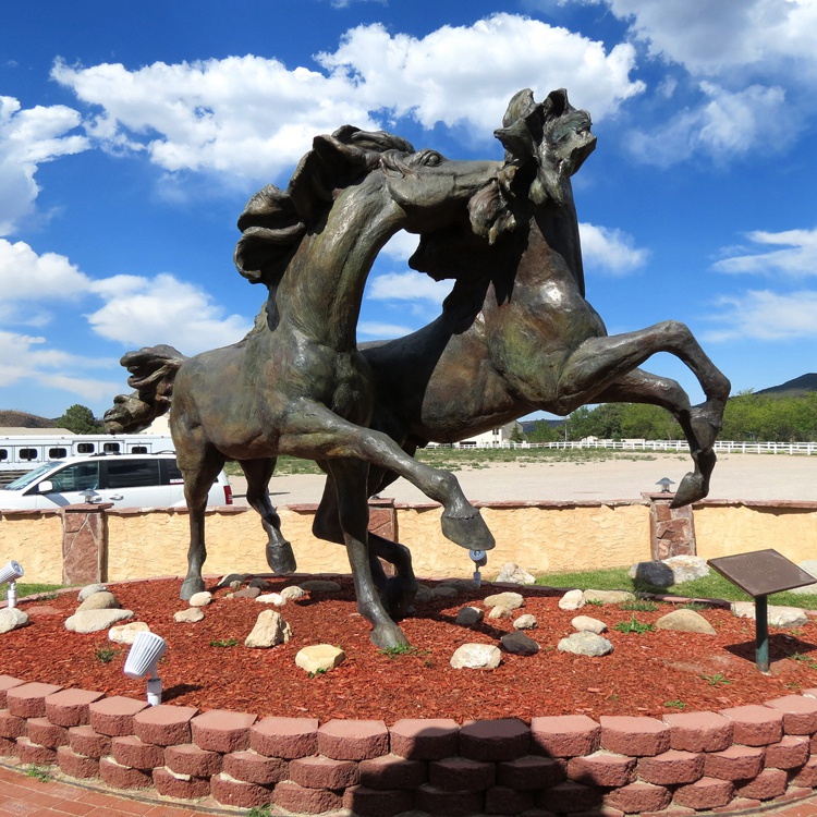 Two running horses statue