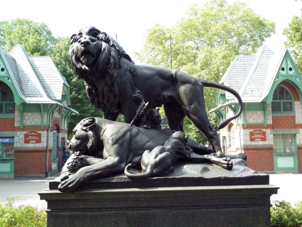 Sculpture of lion from bronze