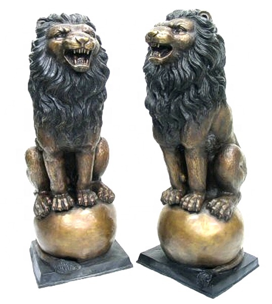 Two bronze lions statue 