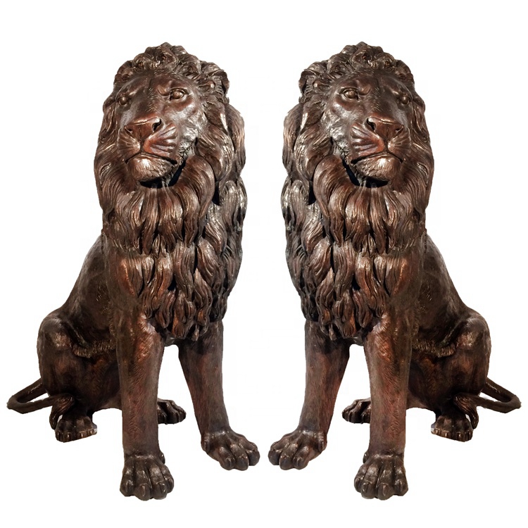 Two bronze lions sculpture