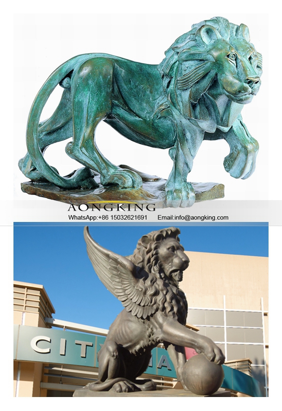 lion sculpture copper