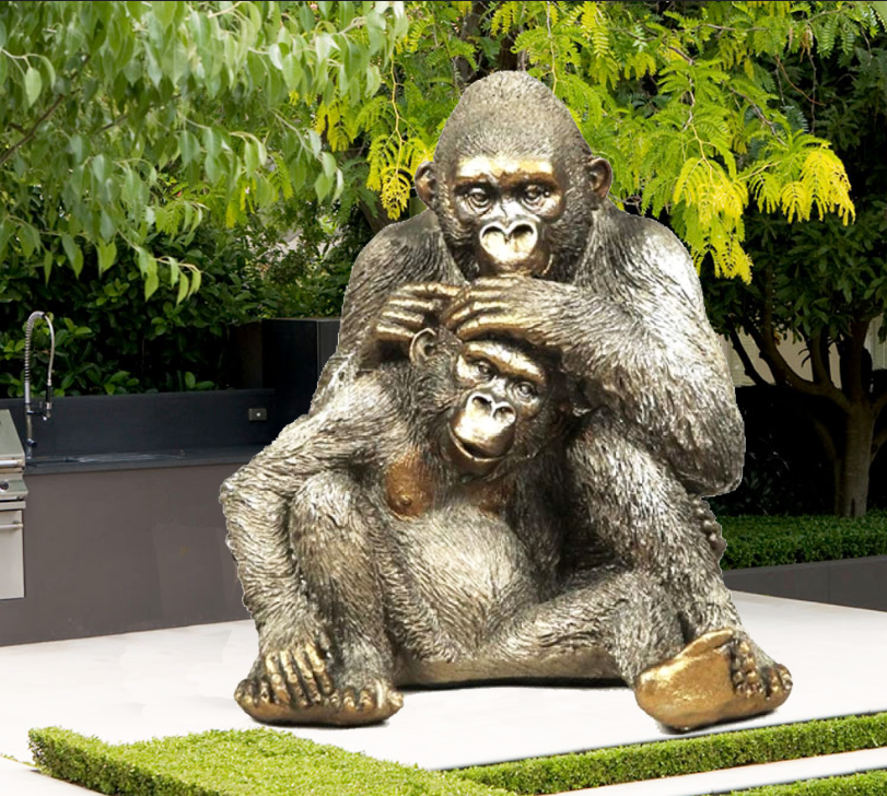 wild gorilla soldiers statue