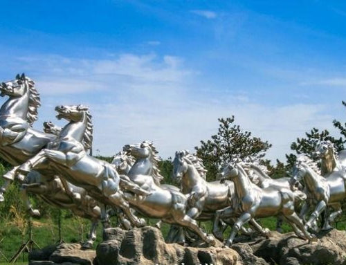 Garden Decor Outdoor Running Horses Statues in Stainless Steel