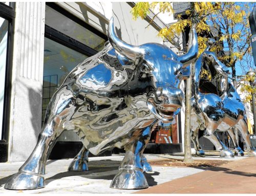 Silver bull stainless steel statue sculpture