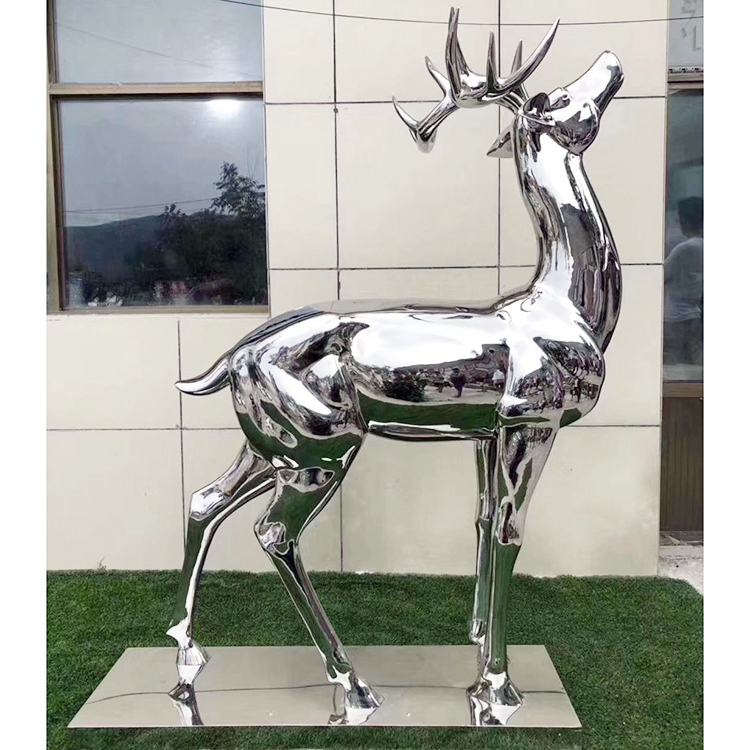 Mirror Polished Stainless Steel Deer Statue