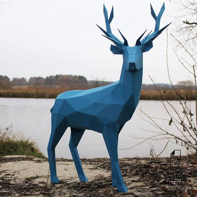 stainless steel blue deer sculpture