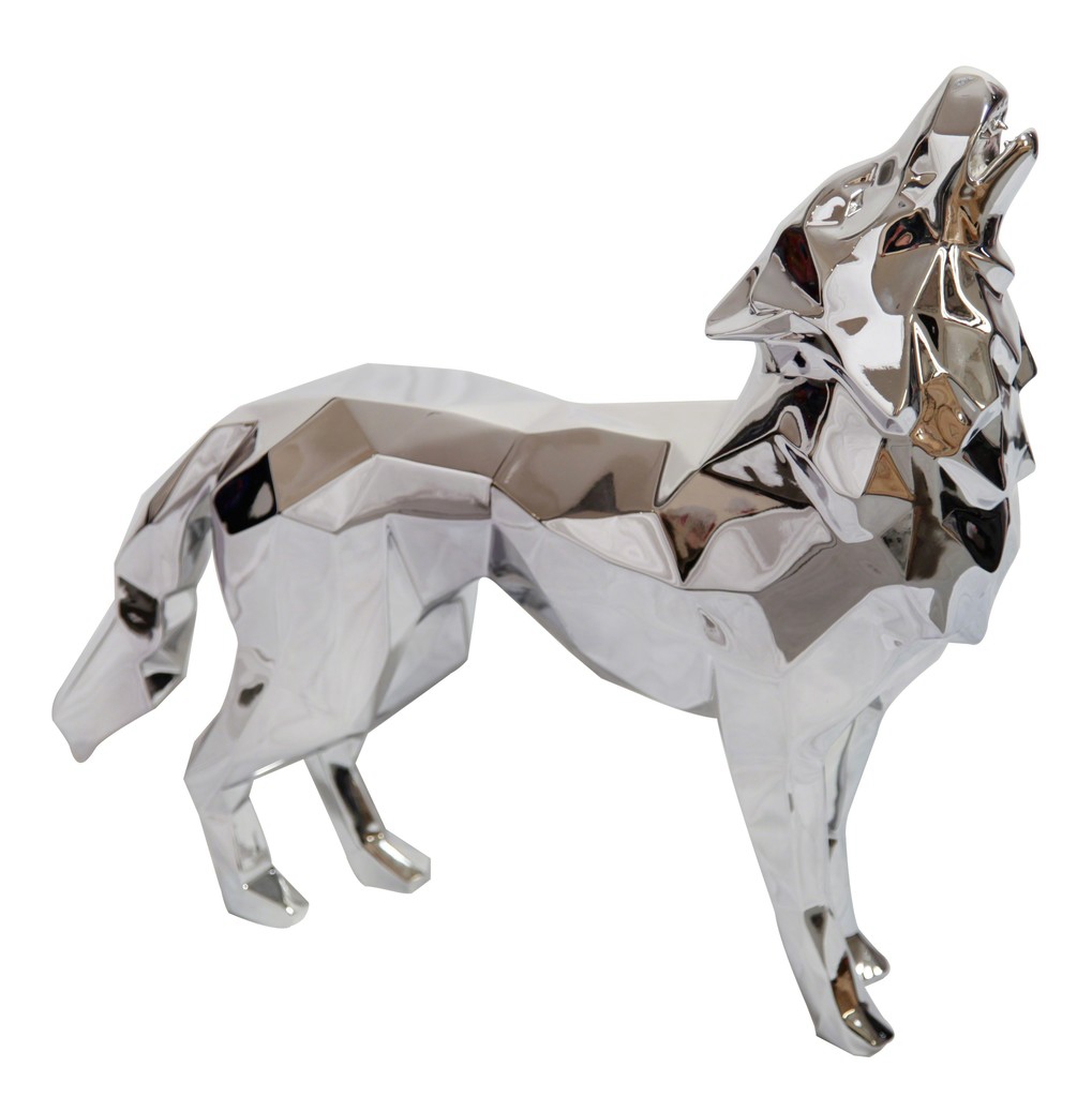 Stainless Steel Howling Wolf Sculpture