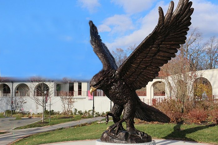 outdoor bronze eagle sculpture