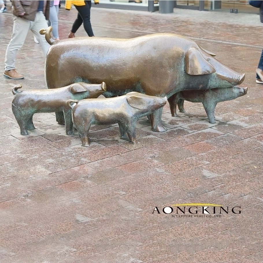 outdoor bronze pigs