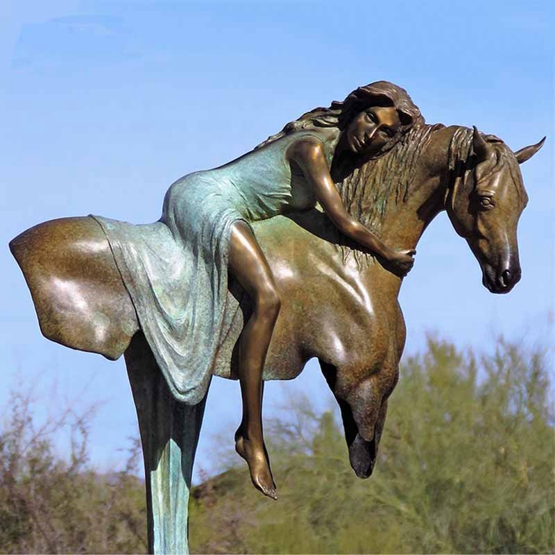 lady with horse statue