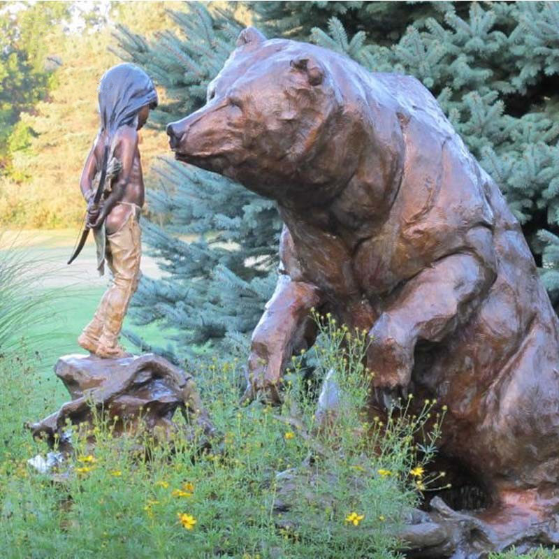 bear statue with a girl