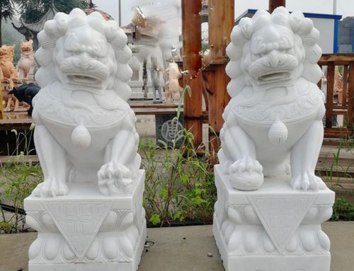 Magnificent Powerful Guardian-like Ornate Traditional Macot Popular Hand-Carved Natural Stone Foo Dogs Sculptures