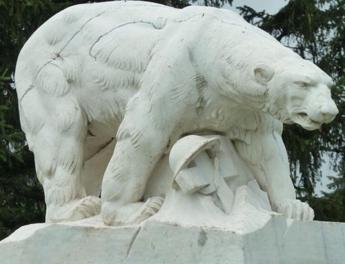 Bear and statue