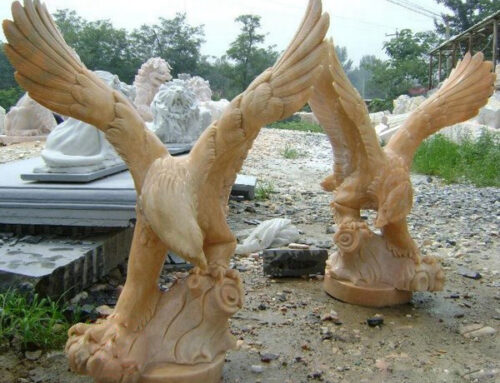 Modern Contemporary Design Open Wings Detailed Noble Graceful Popular Yellow Stone Eagle Garden Statues