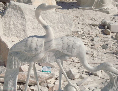 Popular Animal Decorative Elegant Hot Selling Detailed White Marble Crane Sculpture for Garden