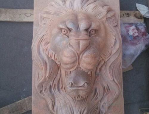 Lion head marble sculpture