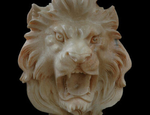 Modern marble lion head sculpture