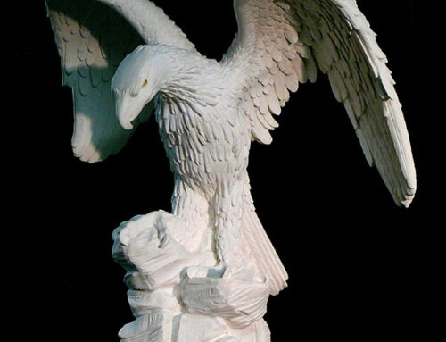Datailed Imposing Magnificent Noble Popular Work of Art Outdoor Ornament Hand Carved Stone Eagle Statue