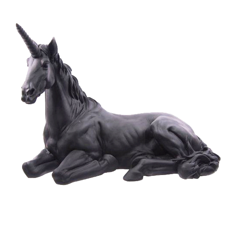 unicorn sculpture lying down metal statue