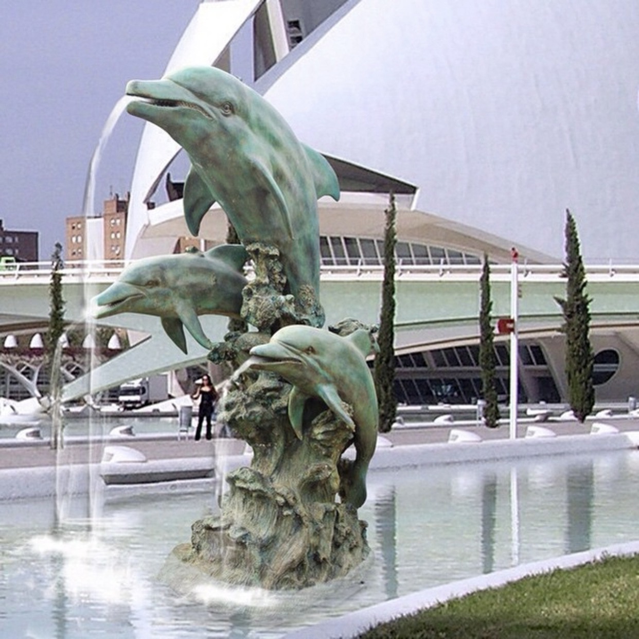 bronze dolphin sculpture fountain statues