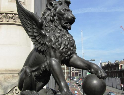 Angel black lion statue