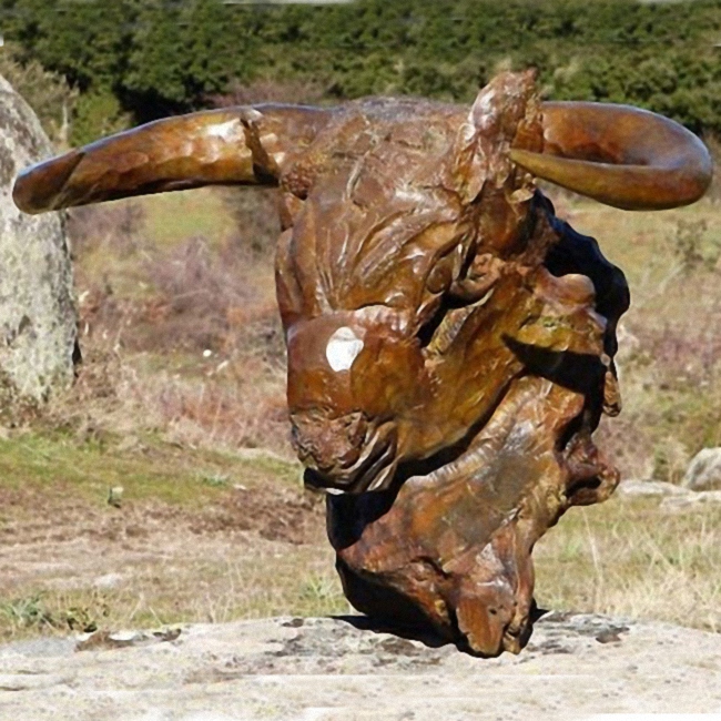 bronze bull head sculpture 