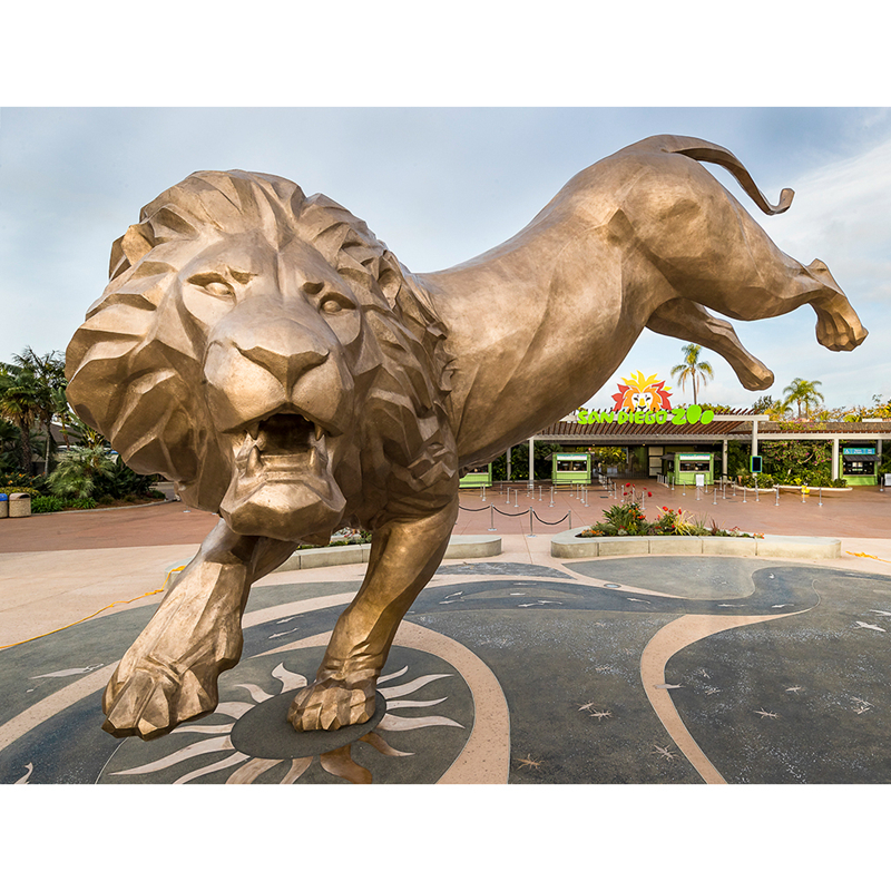running lion sculpture