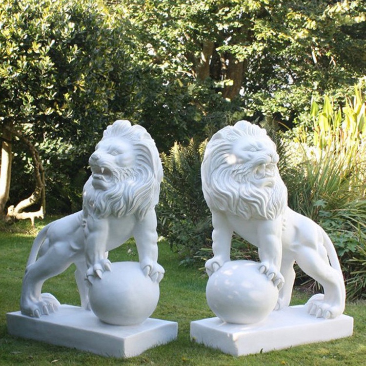 white lion stone sculpture  