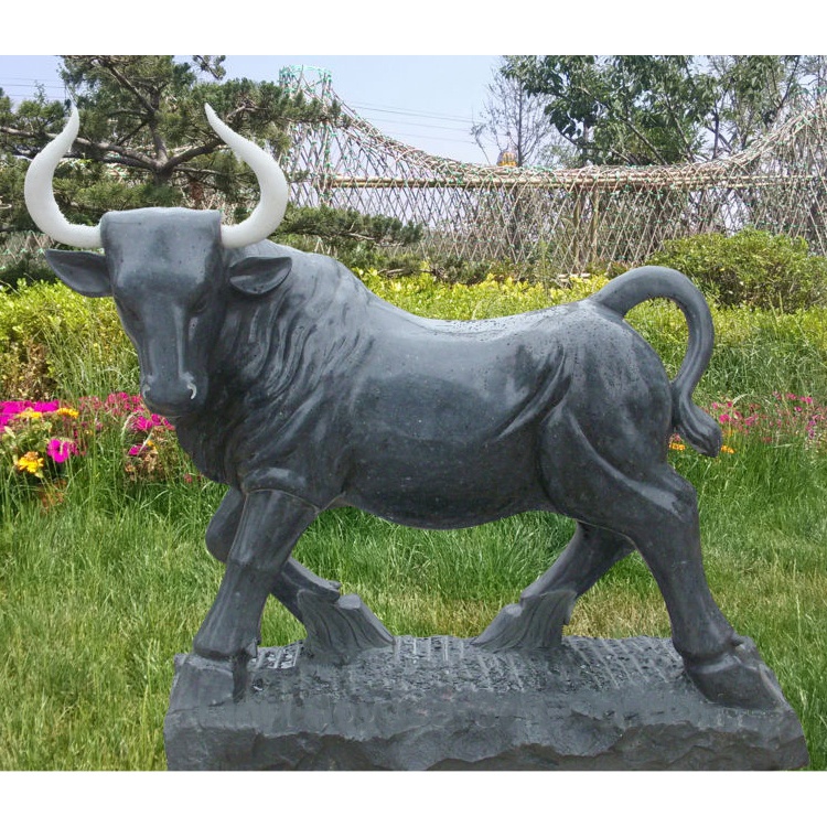 bronze garden sculpture black bull