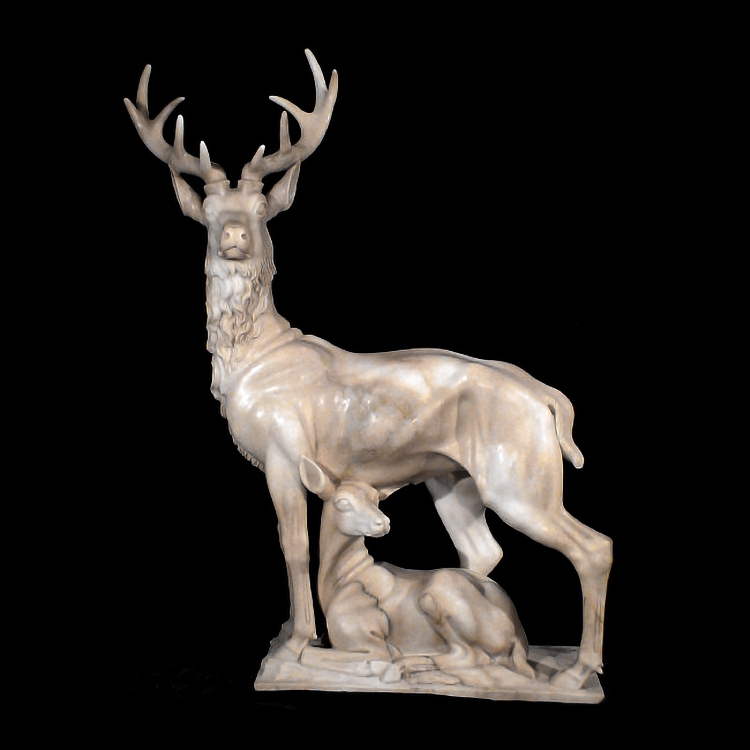 Nature marble Deers statue (Mother deer and fawn)