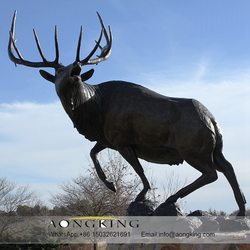 bronze black deer abstract statue