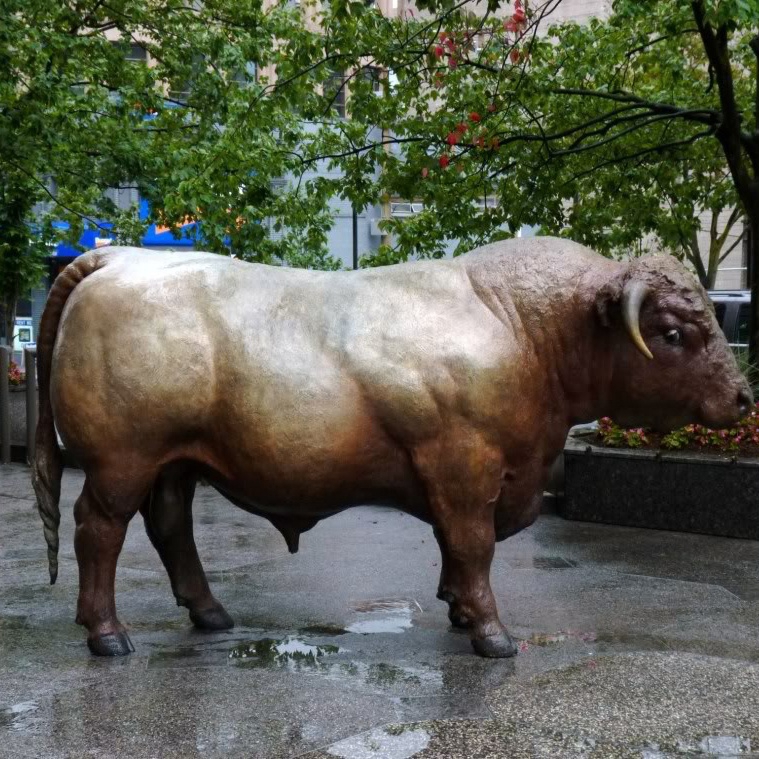 contemporary vivid cattle sculpture