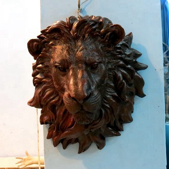 metal lion head sculpture