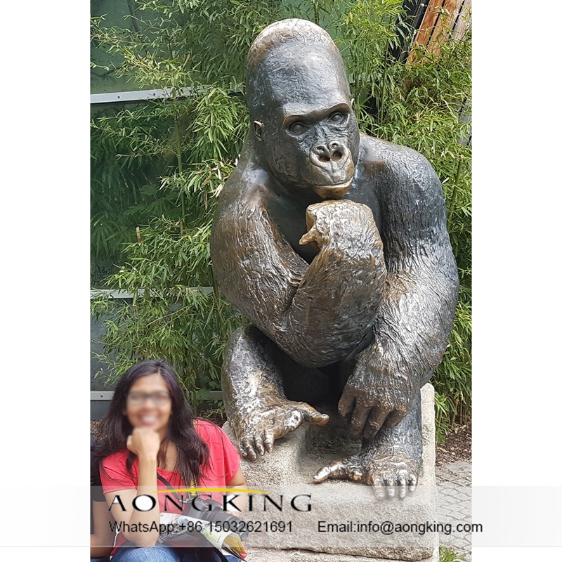 Bronze Chimpanzee Life-Size Sculpture