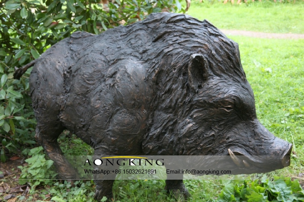 bronze wild boar statue