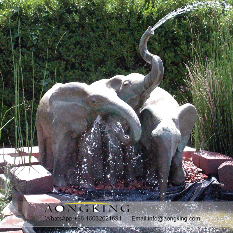 Elephant fountain bronze sculpture