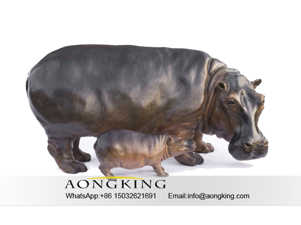 large and small Hippos sculptures