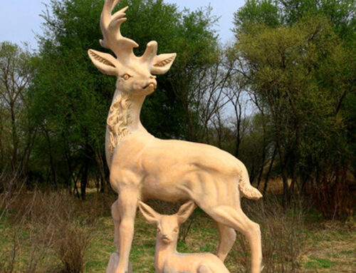 Sika deer stone sculpture