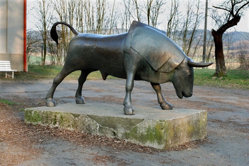 Life size bull sculpture