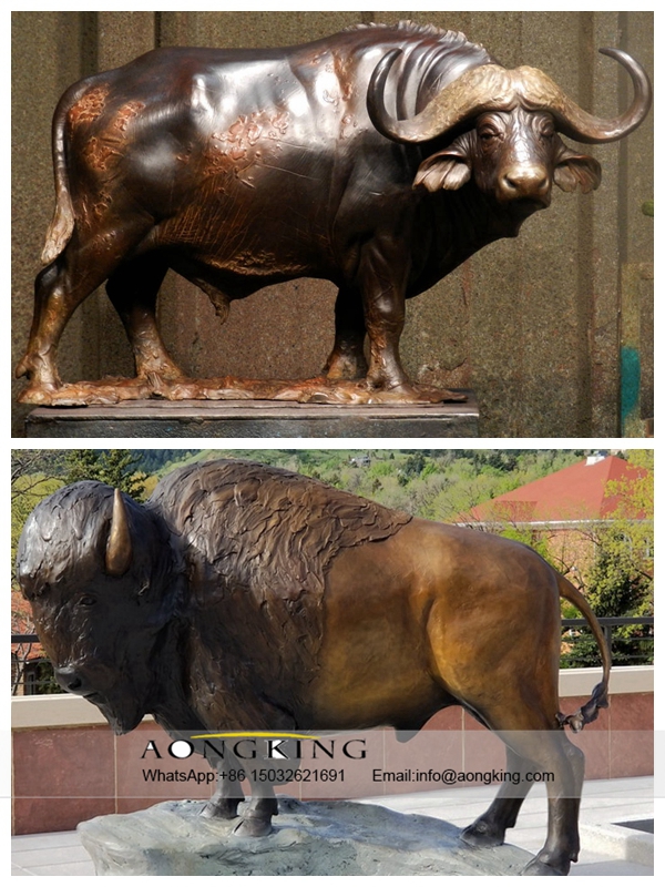 Copper statue bison