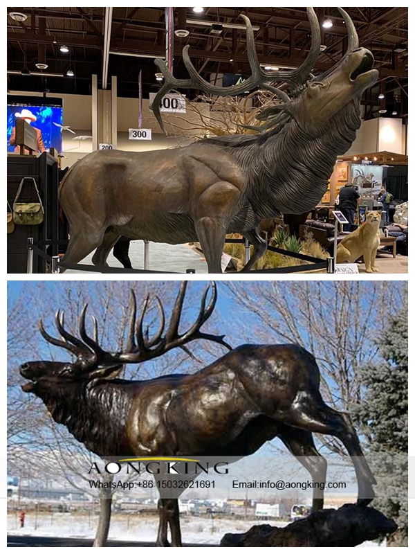 One Pair Deer Elk Statue