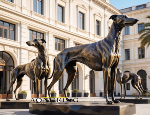 bronze greyhound sculpture standing statue dog