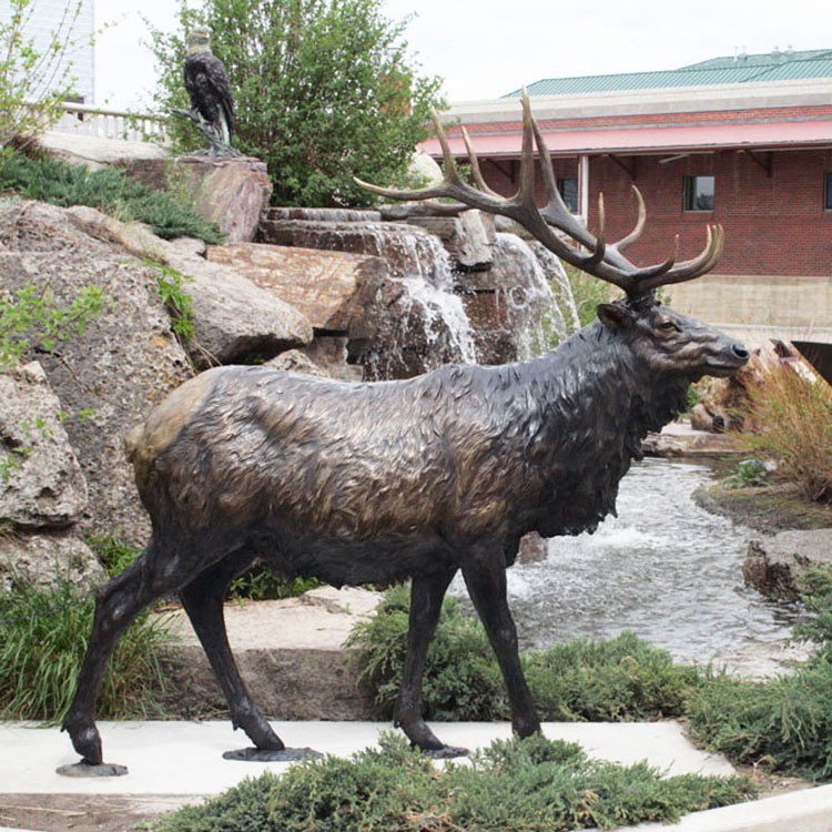 Large bronze antelope sculpture
