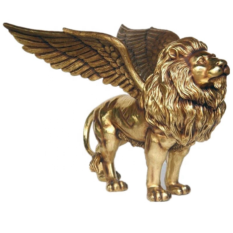 yellow brass winged lion sculpture