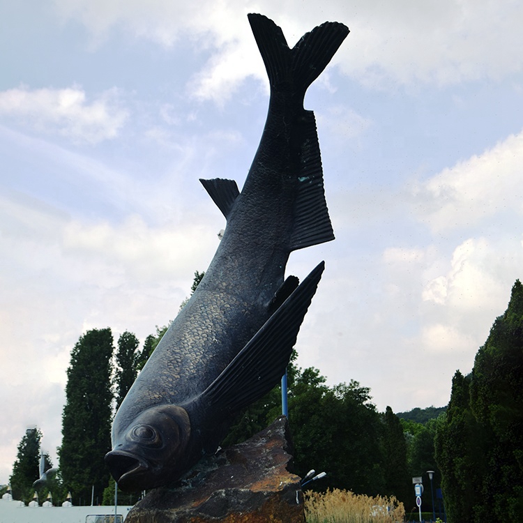 Black large fish sculpture