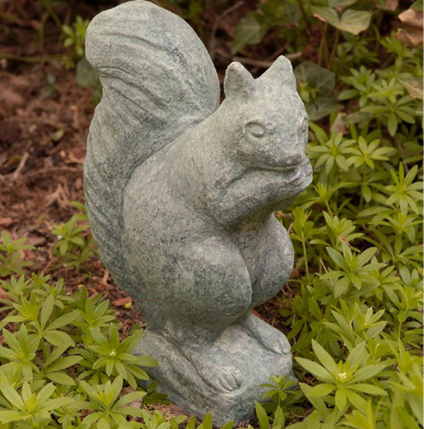 Outdoor squirrel stone sculpture