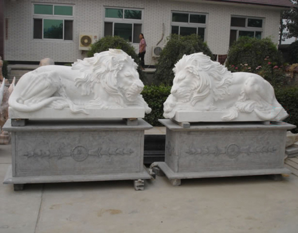 White stone lion sculpture