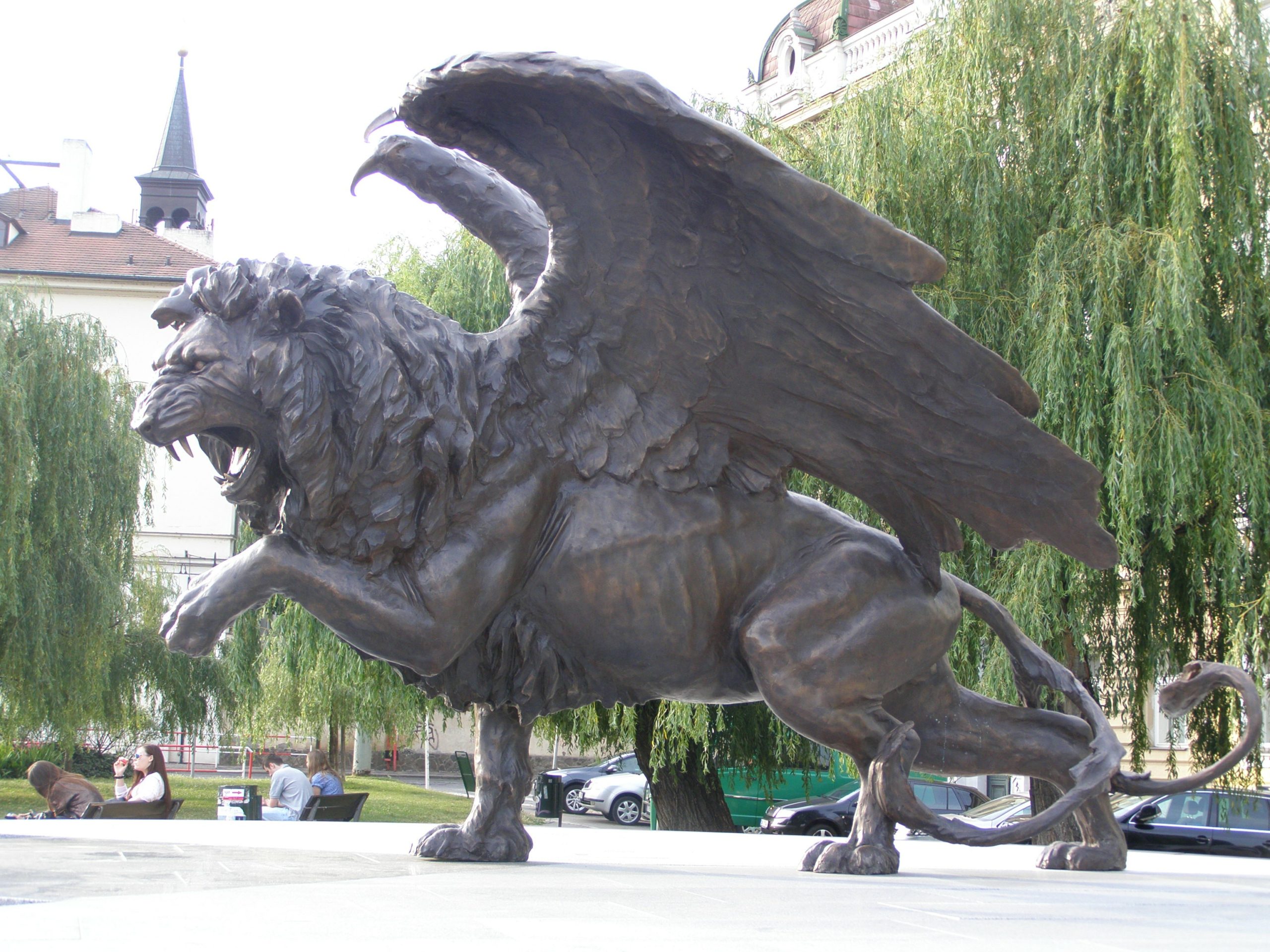 bronze statue of winged lion
